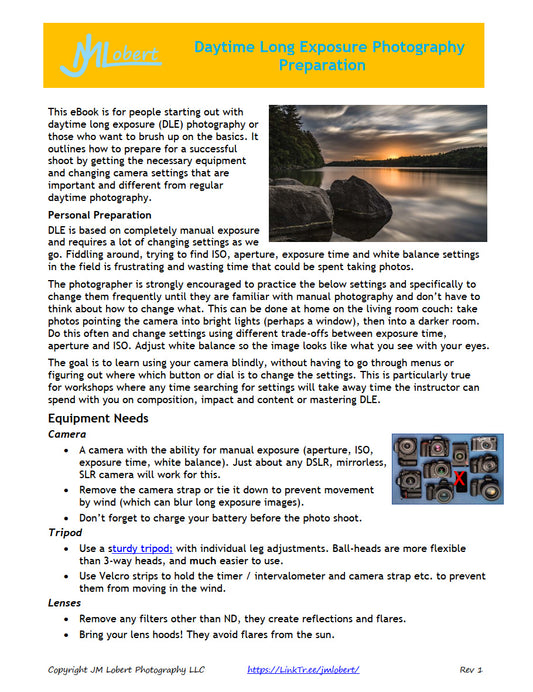 Get Ready! - Daytime Long Exposure Photography Preparation eBook