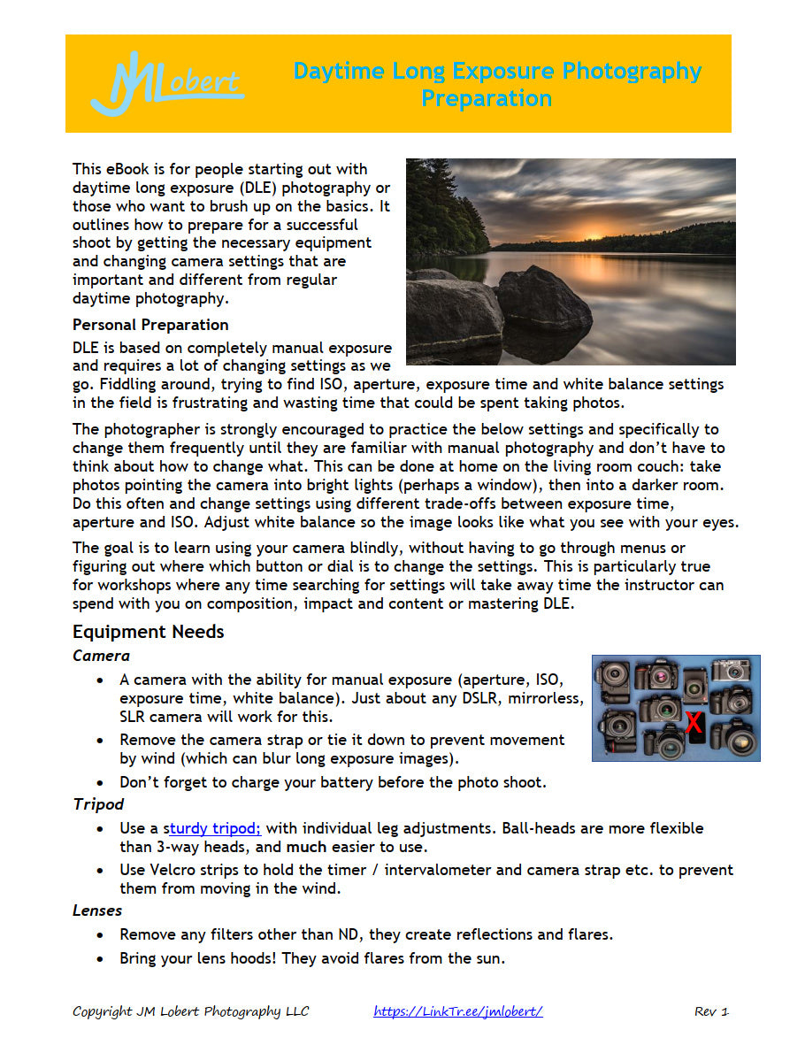 Get Ready! - Daytime Long Exposure Photography Preparation eBook