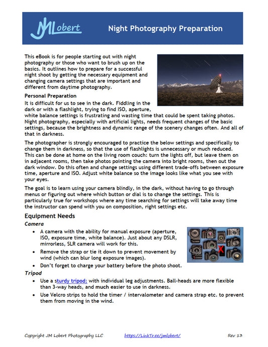 Be Prepared! - Night Photography Preparation eBook
